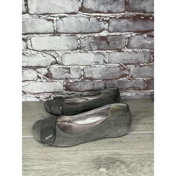 ECCO Grey Suede Leather Button Detail Ballet Casual Flats Women Sz 38EU/7.5M US - Picture 10 of 16